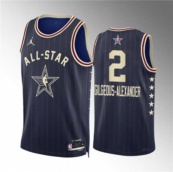 Mens 2024 All-Star #2 Shai Gilgeous-Alexander Navy Stitched Basketball Jersey